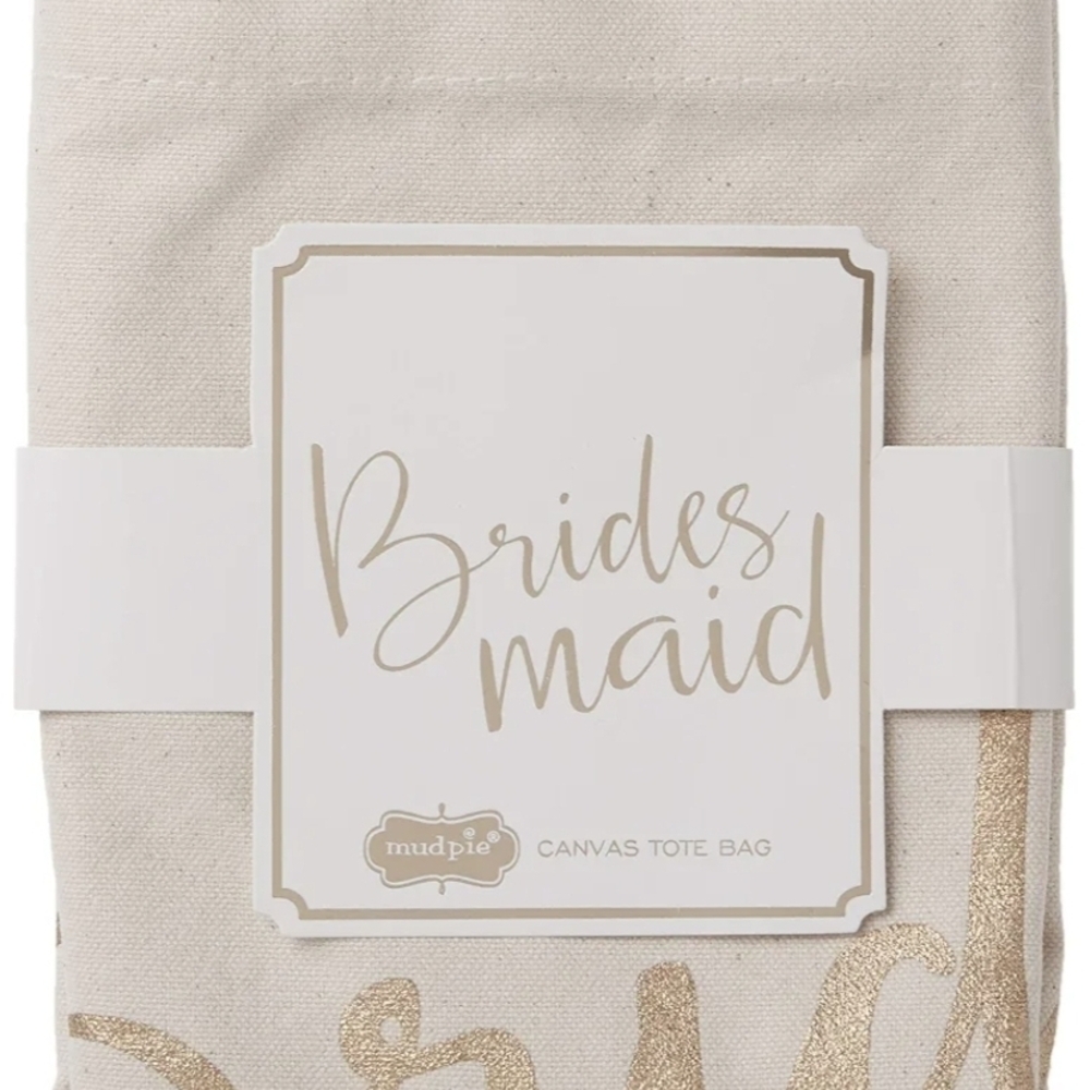 Mud Pie Bridesmaid Canvas Tote Bag - Cream and Gold - Picture 5 of 7